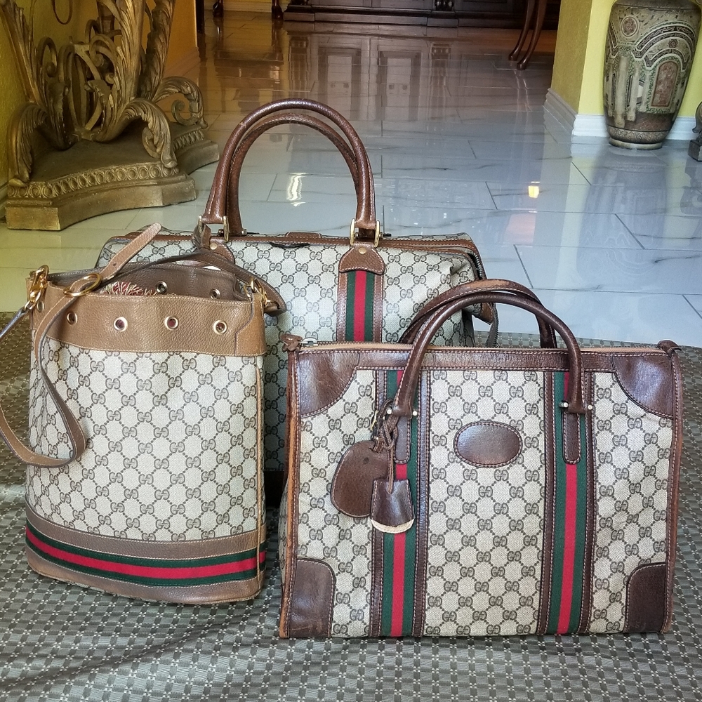 Vintage  Gucci Boston Carryall weekender mini luggage handbag - Picture 3 of 16